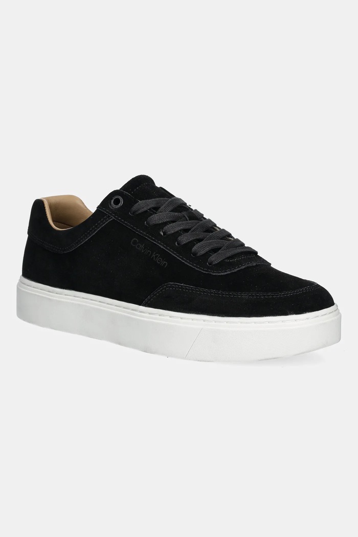 Calvin Klein velúr sportcipő CLEAN CUP LOW LACEUP OXF SU alacsony fekete HM0HM01880