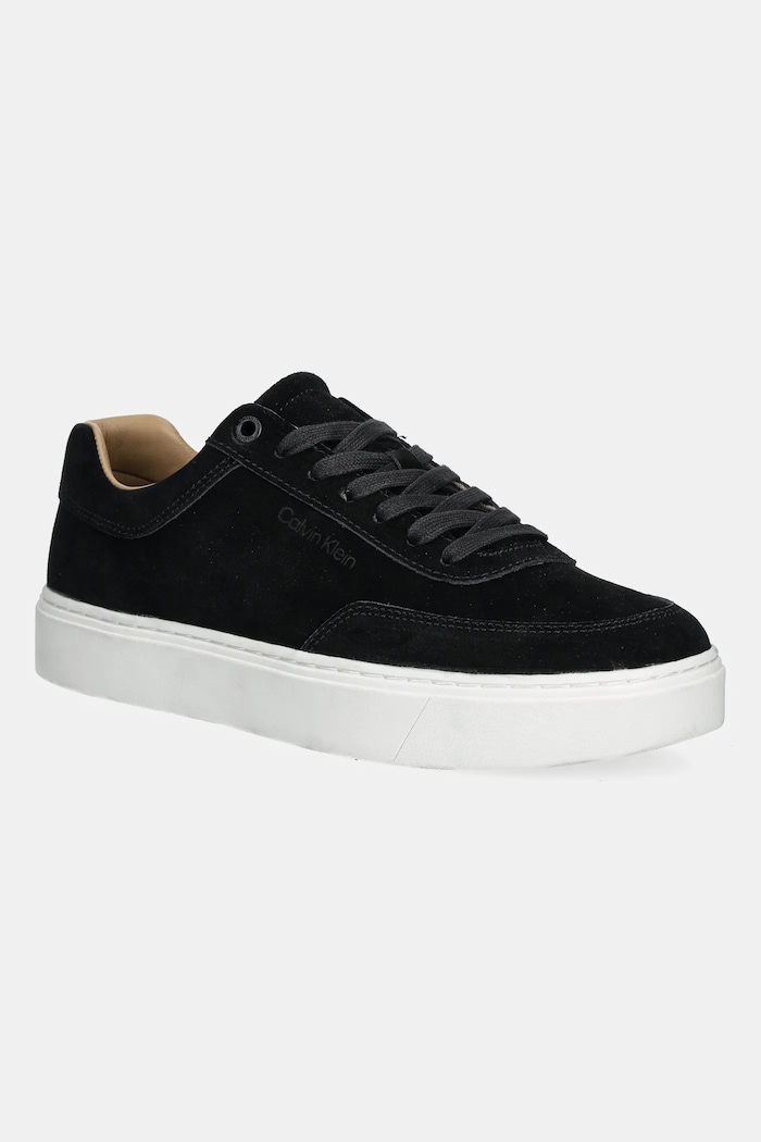 Calvin Klein velúr sportcipő CLEAN CUP LOW LACEUP OXF SU alacsony fekete HM0HM01880