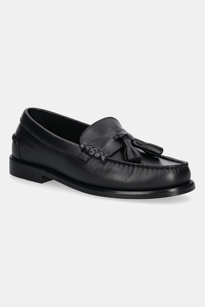 Tommy Hilfiger mokasyny skórzane TH TASSEL LTH LOAFER skóra licowa czarny FM0FM05494