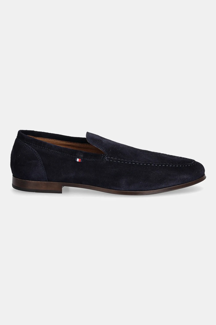 Semišové mokasíny Tommy Hilfiger TH FLEXIBLE SUEDE LOAFER FM0FM05496 tmavomodrá AW25