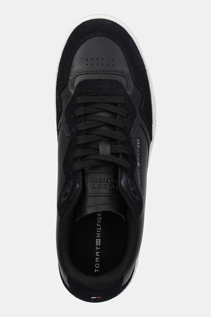 Tommy Hilfiger bőr sportcipő TH BASKET BETTER MIX LTH fekete FM0FM05520
