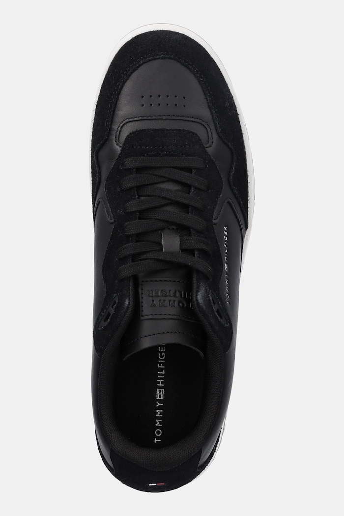 Tommy Hilfiger bőr sportcipő TH BASKET BETTER MIX LTH fekete FM0FM05520