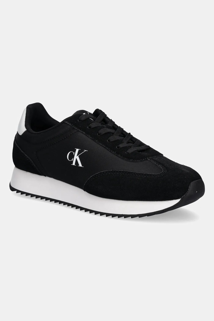 Tenisky Calvin Klein Jeans RETRO RUNNER LACE UP NY-SU usňová koža čierna YM0YM01325