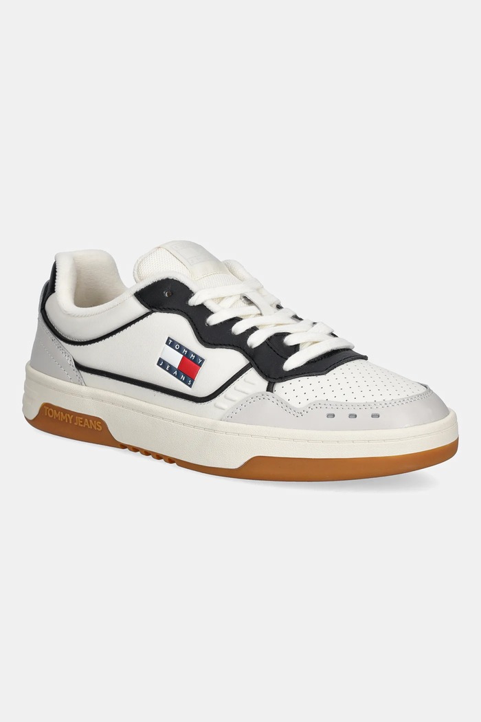 Tommy Jeans bőr sportcipő TJM CUPSOLE ELEVATED LEATHER velúr bőr fehér EM0EM01585