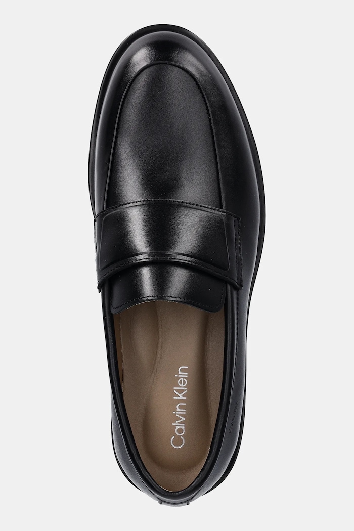 Кожени мокасини Calvin Klein ESS RUBBER BAND LOAFER LTH черен HM0HM01923