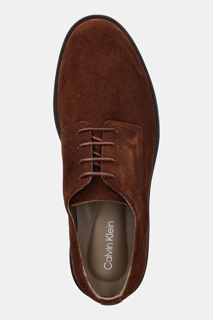 Calvin Klein półbuty zamszowe ESS RUBBER DERBY SU brązowy HM0HM01928