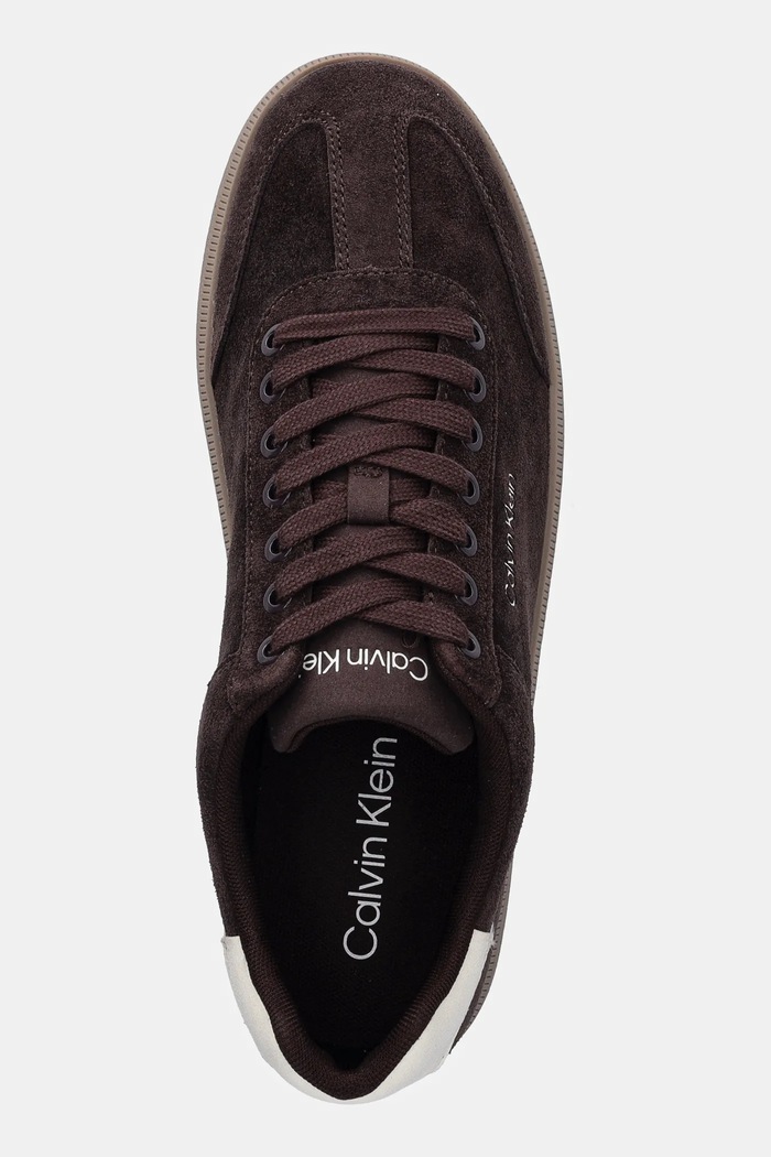 Sneakersy zamszowe LOW CUPSOLE LACEUP SU Calvin Klein HM0HM01946 brązowy