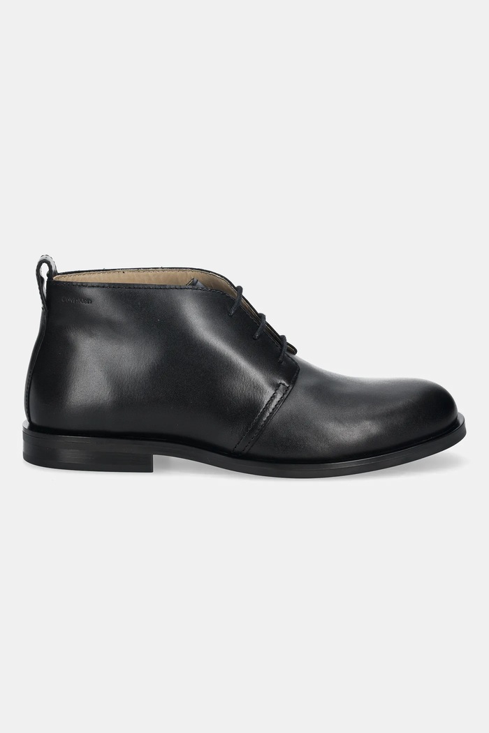 Kožené poltopánky Calvin Klein ESS RUBBER DESERT BOOT LTH HM0HM01979 čierna NC25