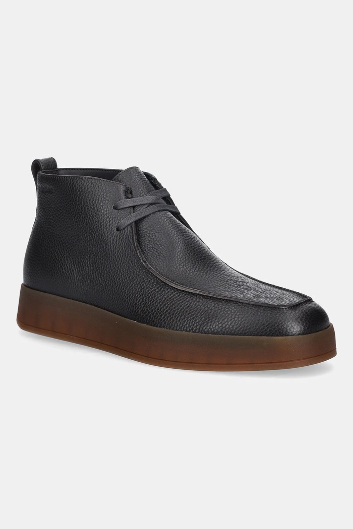 Kožne cipele Calvin Klein HYBRID CUP APRON BOOT LTH zrnata koža smeđa HM0HM01987