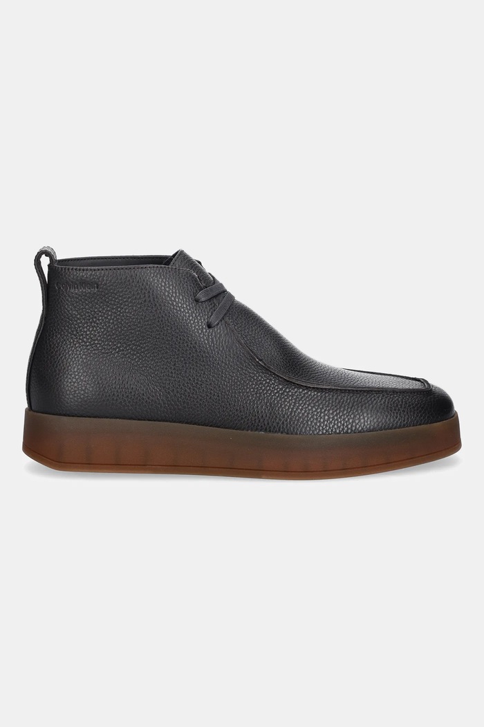 Kožne cipele Calvin Klein HYBRID CUP APRON BOOT LTH HM0HM01987 smeđa AW25