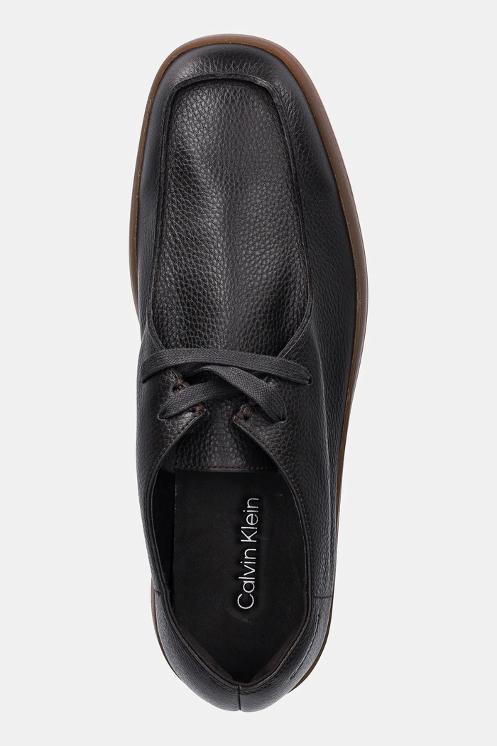 Calvin Klein półbuty skórzane HYBRID CUP WALLABEE LTH brązowy HM0HM02062