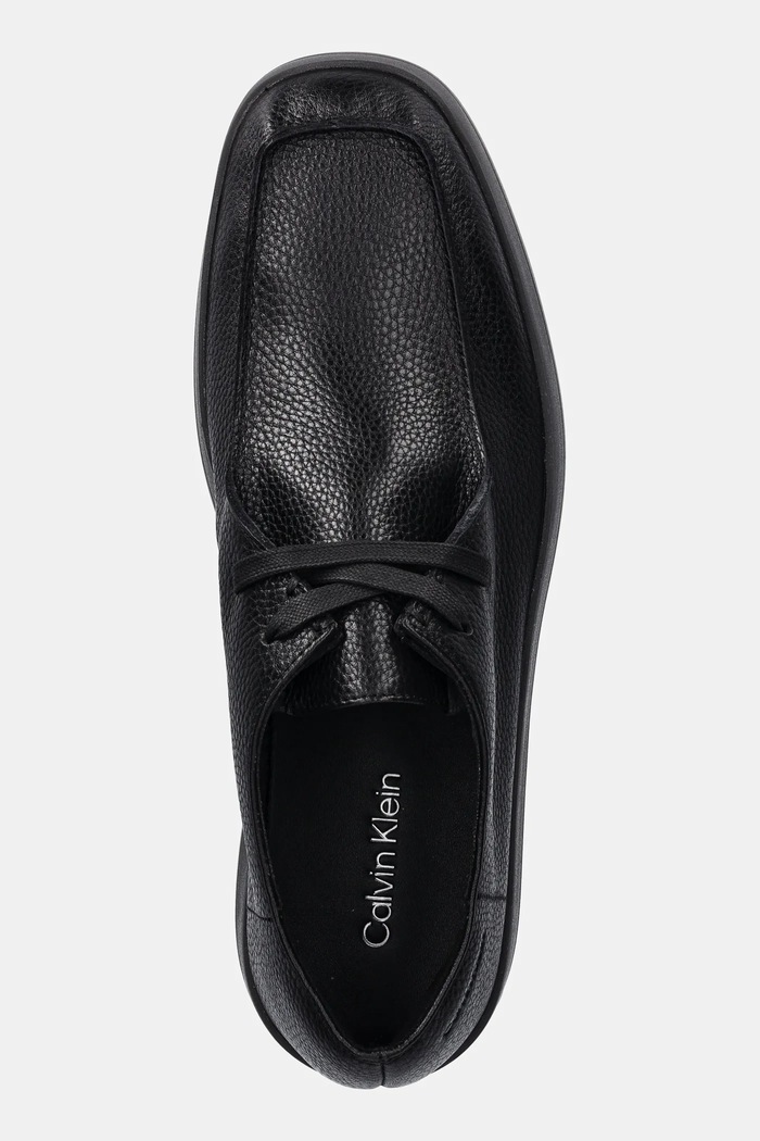 Kožené poltopánky Calvin Klein HYBRID CUP WALLABEE LTH čierna HM0HM02062