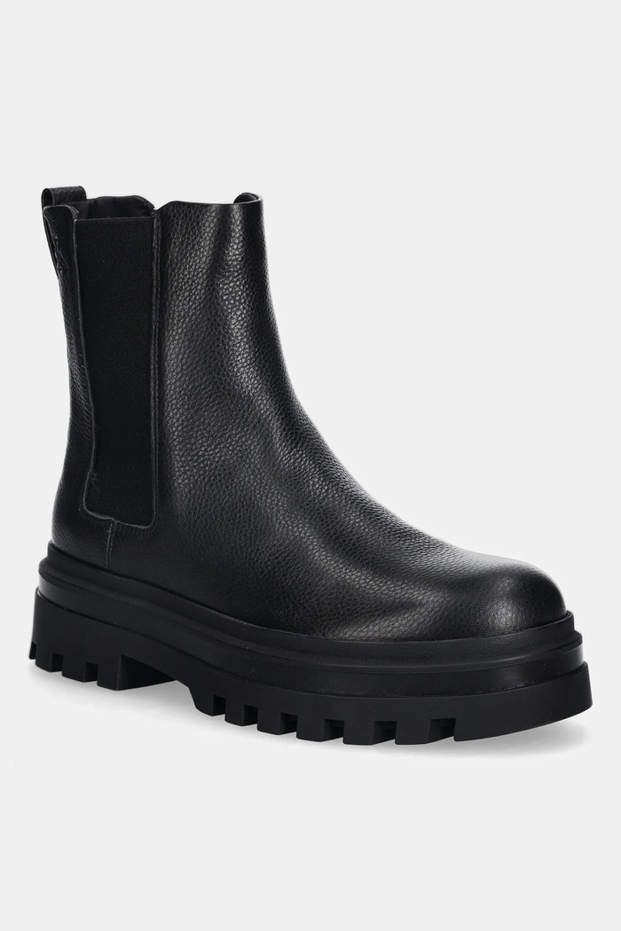 Kožené topánky chelsea Calvin Klein LUGGED CHELSEA BOOT HIGH LTH usňová koža čierna YM0YM01334
