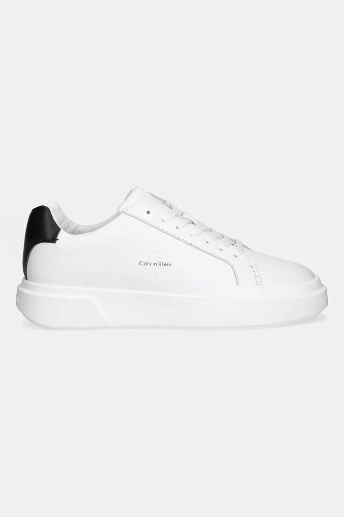 Calvin Klein sneakersy skórzane CHUNKY CUPSOLE LACEUP LTH YM0YM01344 biały AW25