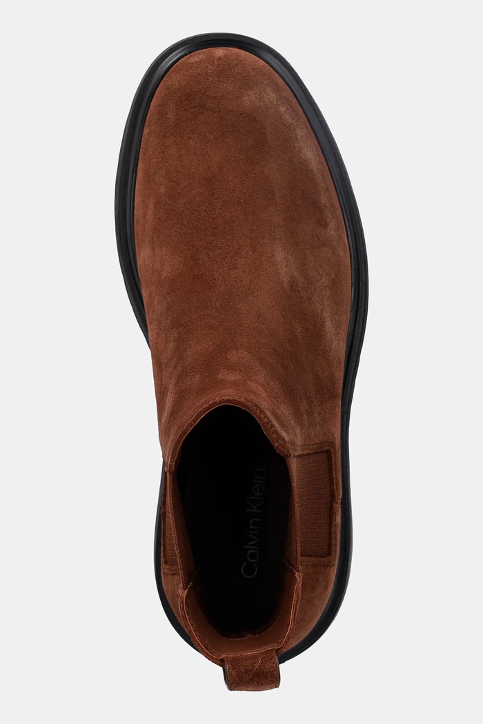 Kožené kotníkové boty Calvin Klein COMBAT ESS CHELSEA BOOT SU hnědá YM0YM01372