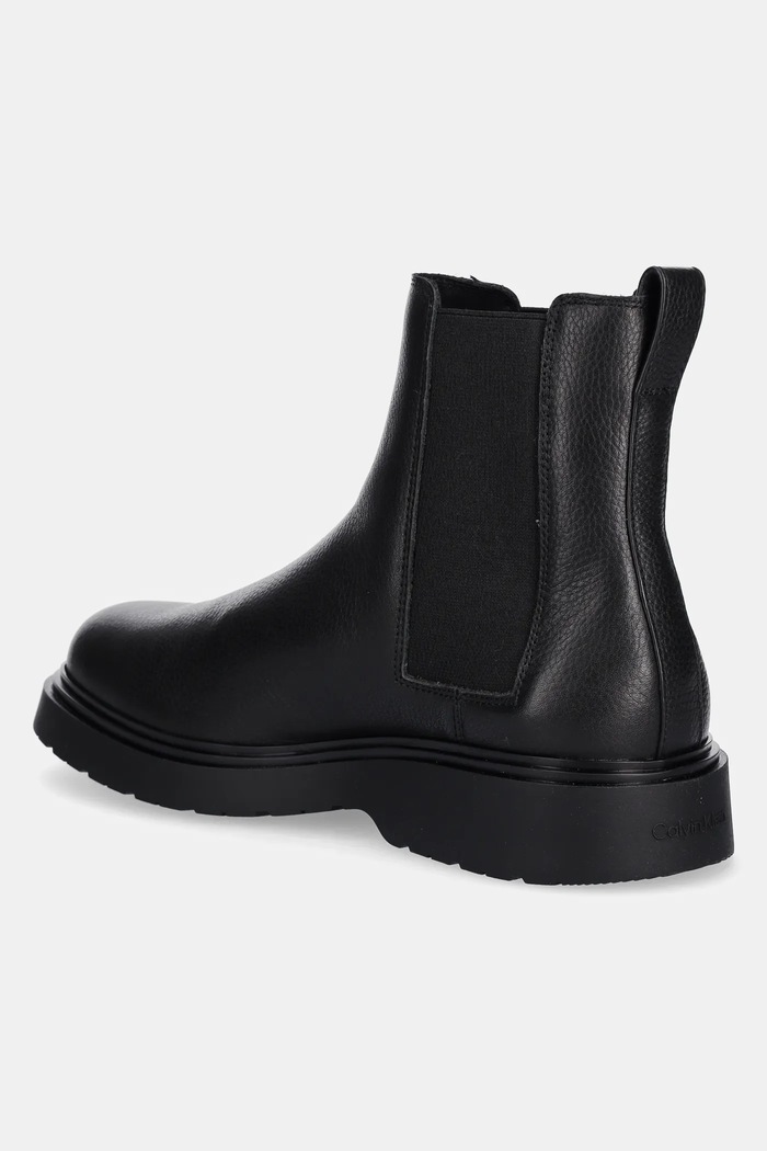 Încălțăminte Calvin Klein ghete chelsea de piele COMBAT ESS CHELSEA BOOT LTH YM0YM01374 negru