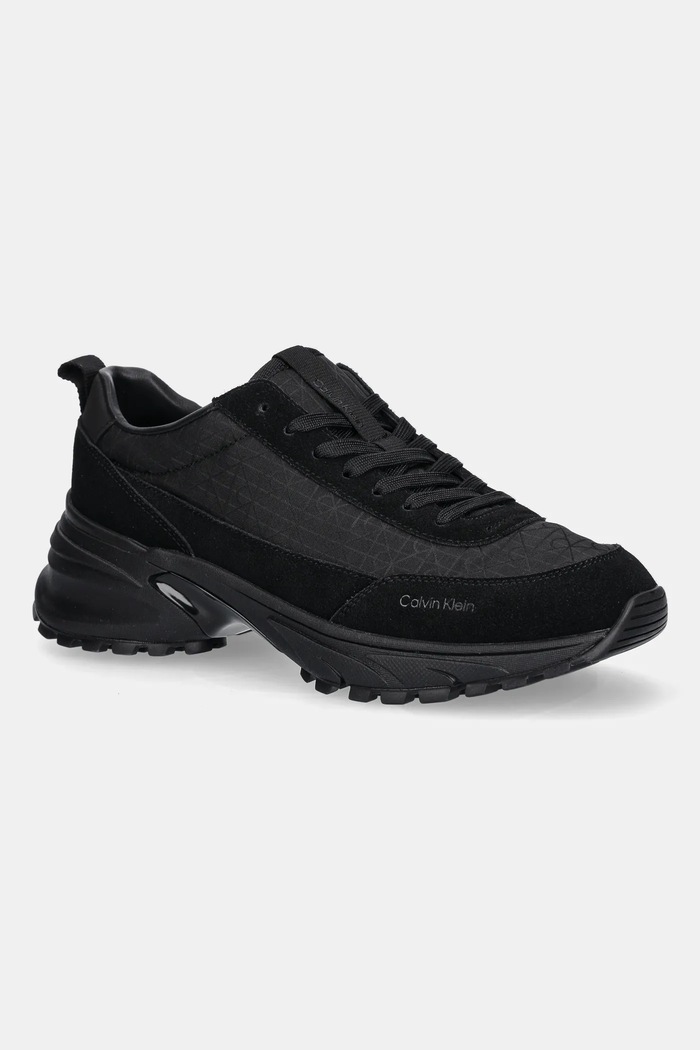 Tenisky Calvin Klein HIKE RUNNER CASUAL NY-SU AOP semišová koža čierna YM0YM01378