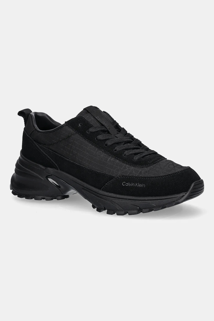Tenisky Calvin Klein HIKE RUNNER CASUAL NY-SU AOP semišová koža čierna YM0YM01378