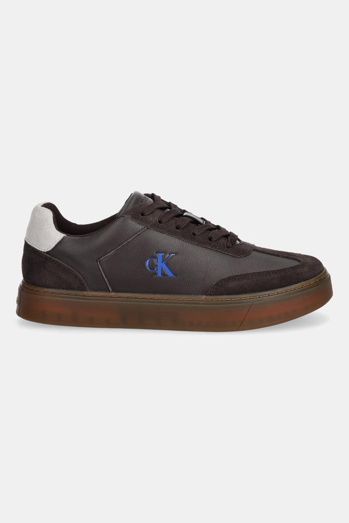 Calvin Klein sneakersy skórzane CLASSIC CUPSOLE LACEUP WT MIX YM0YM01429 brązowy AW25