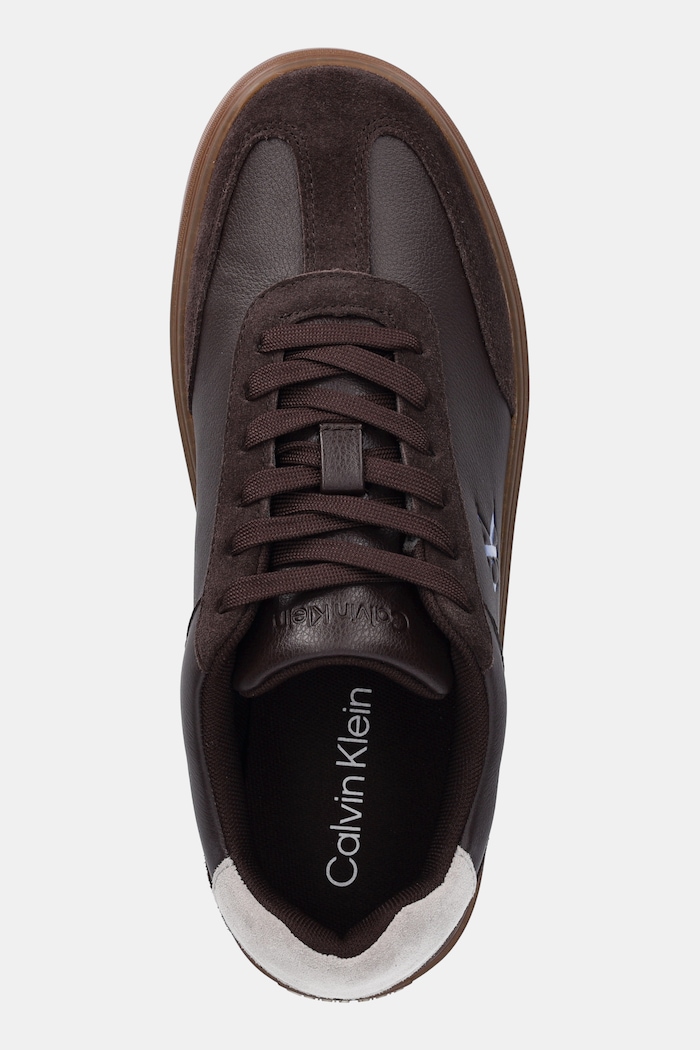 Calvin Klein sneakersy skórzane CLASSIC CUPSOLE LACEUP WT MIX brązowy YM0YM01429