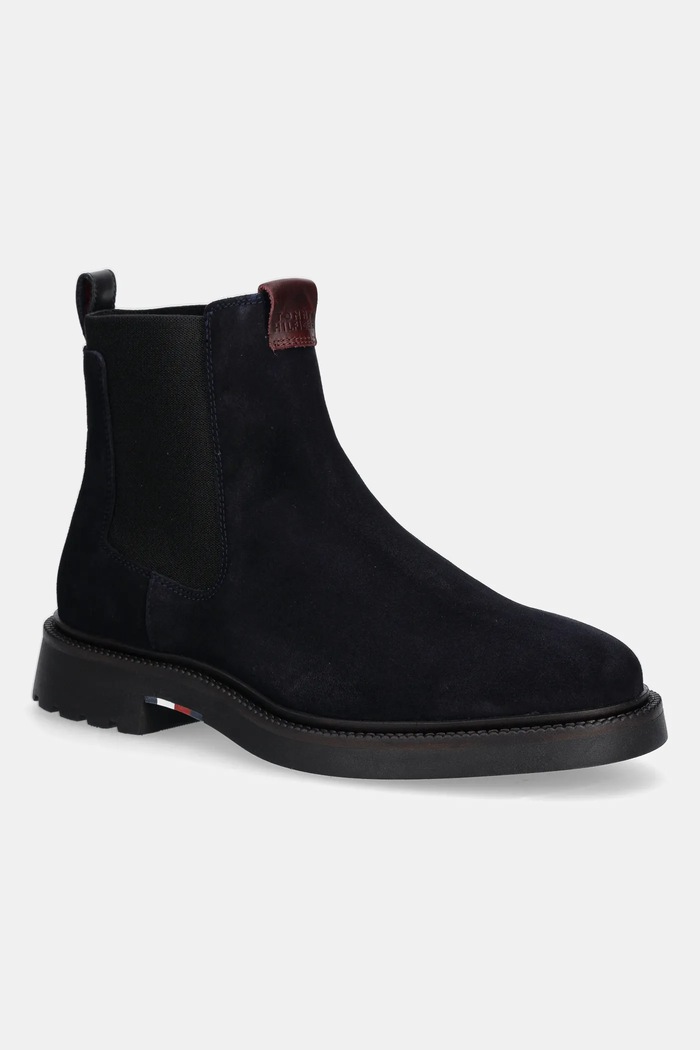 Tommy Hilfiger magasszárú cipő velúrból COMFORT LWT SDE CHELSEA velúr bőr sötétkék FM0FM05592
