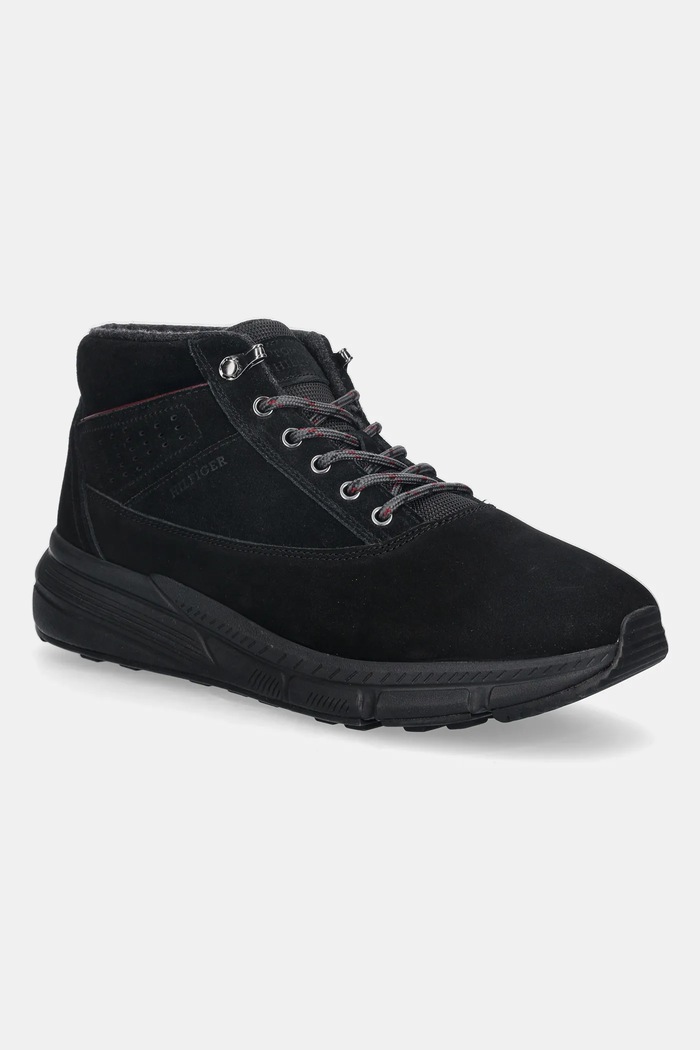 Tommy Hilfiger buty W NBK SDE HYBRID BOOT skóra zamszowa czarny FM0FM05609