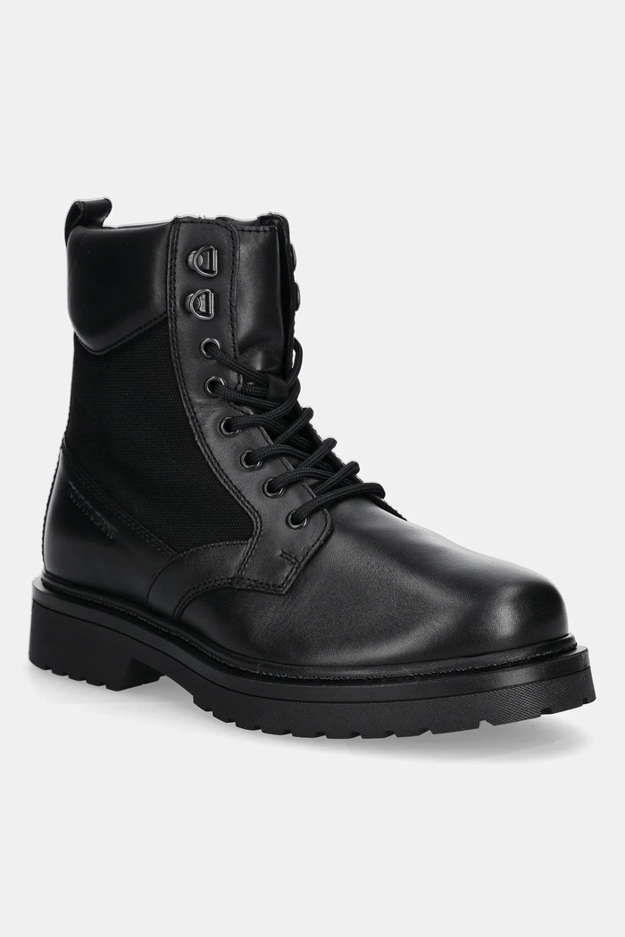 Tommy Jeans magasszárú cipö TJM LACE UP HIGH textil fekete EM0EM01627