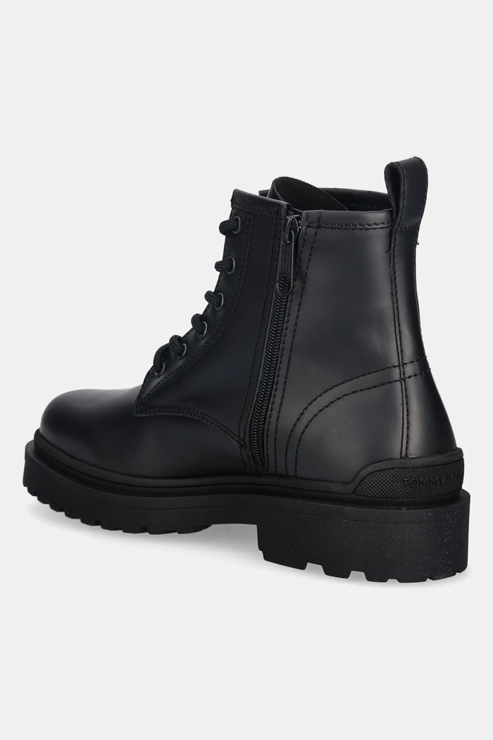 Încălțăminte Tommy Jeans ghete de piele TJM LACE UP RUBBERIZED EM0EM01628 negru