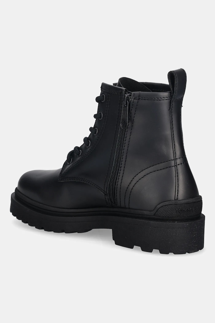 Încălțăminte Tommy Jeans ghete de piele TJM LACE UP RUBBERIZED EM0EM01628 negru
