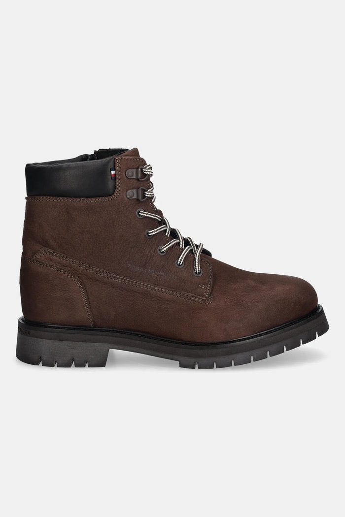 Tommy Hilfiger buty wysokie skórzane FLEX TH OUTDOOR W NBK BOOT FM0FM05563 brązowy NC25
