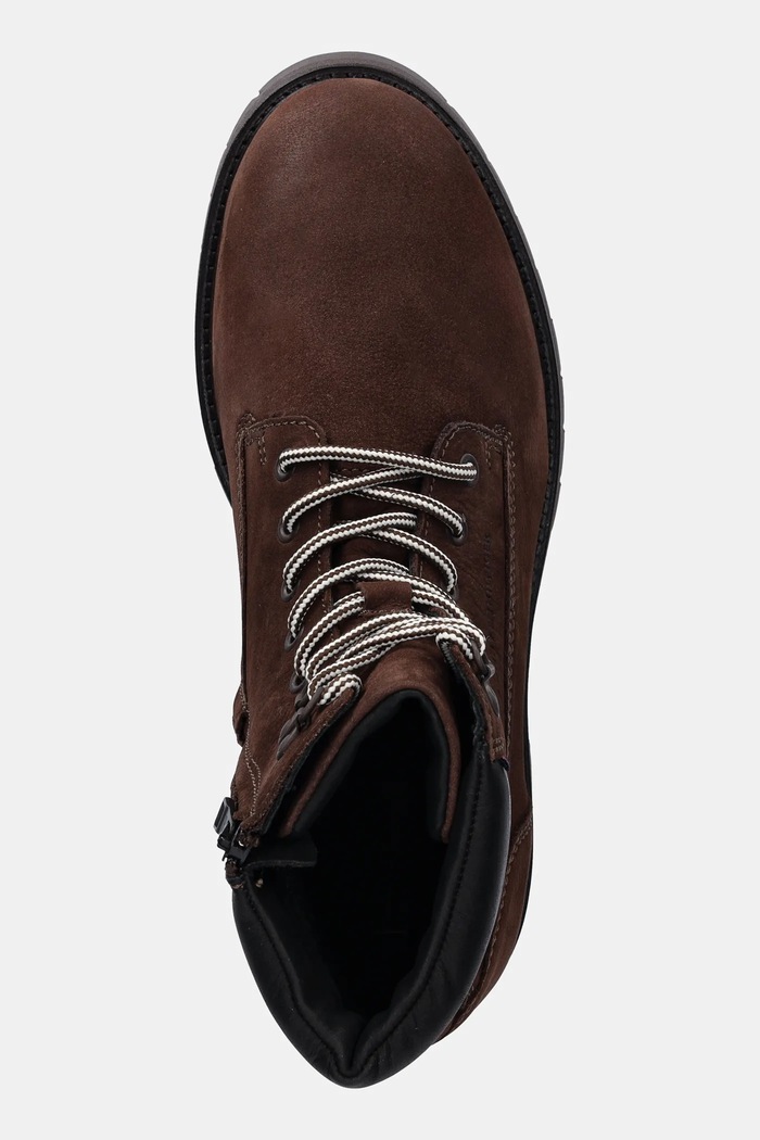 Tommy Hilfiger buty wysokie skórzane FLEX TH OUTDOOR W NBK BOOT brązowy FM0FM05563