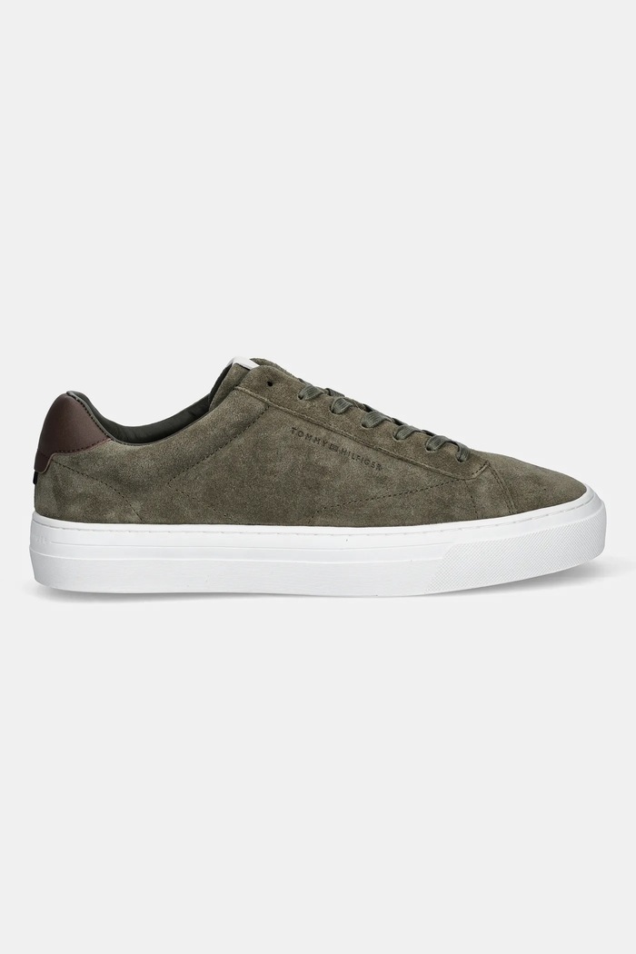Semišové tenisky Tommy Hilfiger PREMIUM DRESS CUPSOLE SUEDE FM0FM05573 zelená AW25