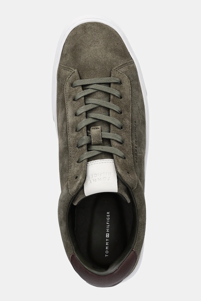 Semišové tenisky Tommy Hilfiger PREMIUM DRESS CUPSOLE SUEDE zelená FM0FM05573