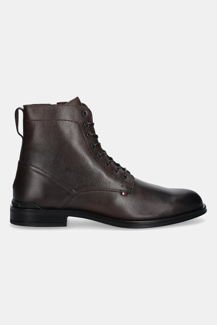 Kožené topánky Tommy Hilfiger CORPORATE HILFIGER LTH ZIP BOOT FM0FM05577 hnedá AW25