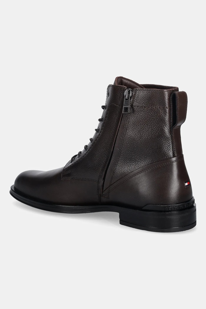 Obuv Kožené topánky Tommy Hilfiger CORPORATE HILFIGER LTH ZIP BOOT FM0FM05577 hnedá