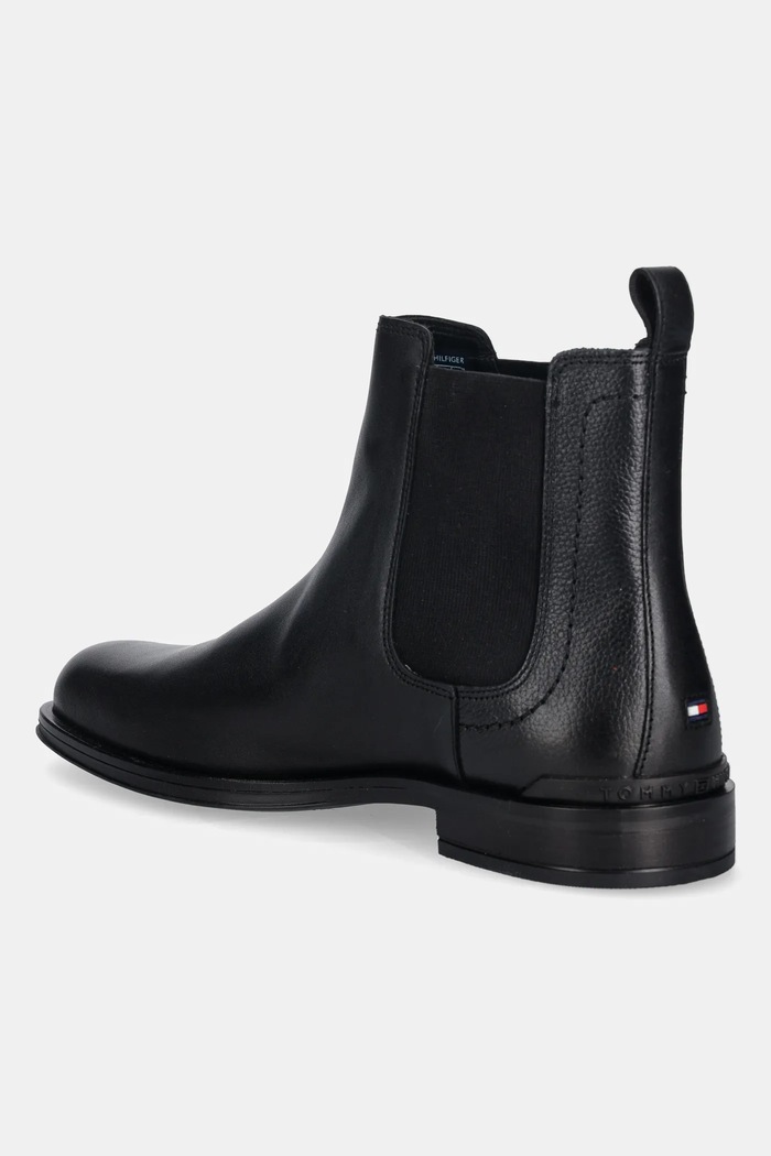 Obuwie Tommy Hilfiger sztyblety skórzane CORPORATE HILFIGER LTH CHESLEA FM0FM05578 czarny