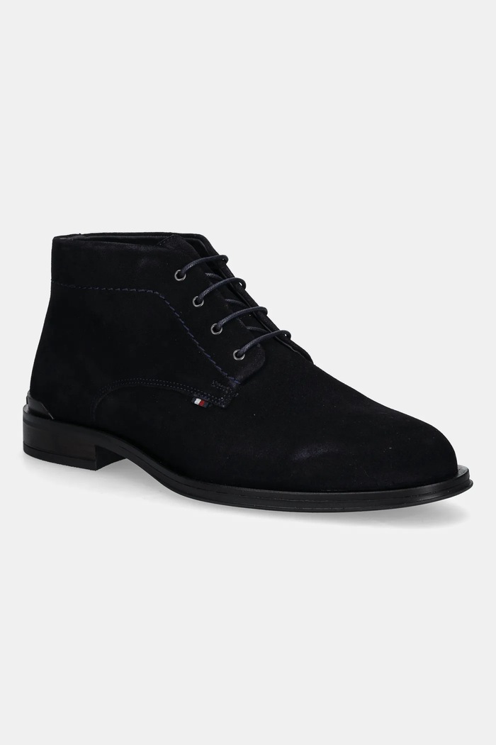 Tommy Hilfiger trzewiki zamszowe CORPORATE HILFIGER SDE BOOT skóra zamszowa granatowy FM0FM05579
