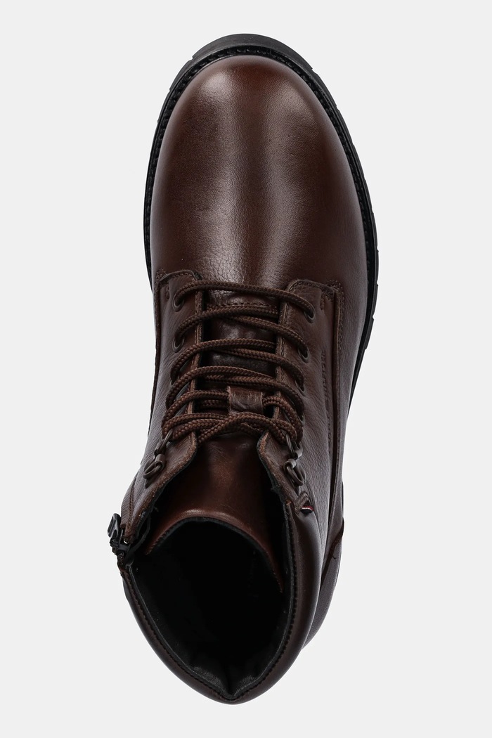 Usnjeni piščančki Tommy Hilfiger FLEX TH OUTDOOR RS LTH BOOT rjava FM0FM05600