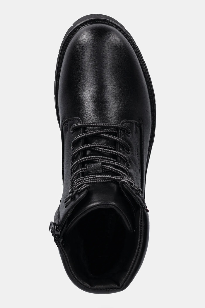 Kožené členkové topánky Tommy Hilfiger FLEX TH OUTDOOR RS LTH BOOT čierna FM0FM05600