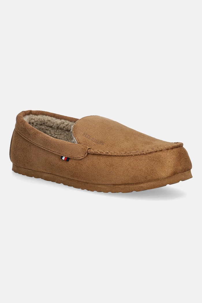Tommy Hilfiger kapcie HILFIGER M SDE DRIVER HOUSE SHOE brązowy FM0FM05617