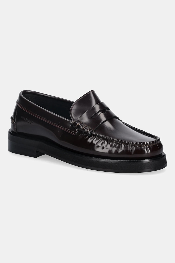 Кожени мокасини Tommy Hilfiger CLASSIC HIGH HILFIGER ABRA LOAF елегантен бордо FM0FM05624