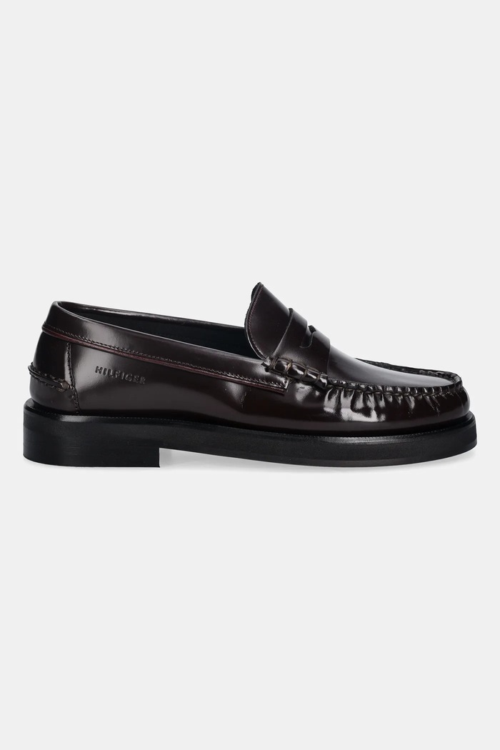 Кожени мокасини Tommy Hilfiger CLASSIC HIGH HILFIGER ABRA LOAF FM0FM05624 бордо AW25