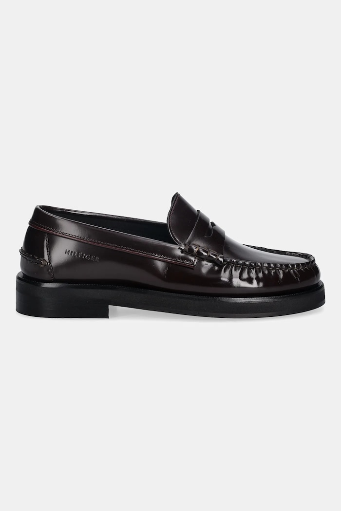 Кожени мокасини Tommy Hilfiger CLASSIC HIGH HILFIGER ABRA LOAF FM0FM05624 бордо AW25