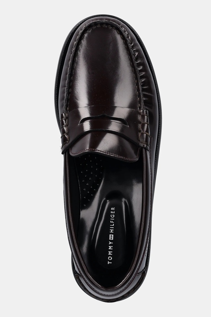 Кожени мокасини Tommy Hilfiger CLASSIC HIGH HILFIGER ABRA LOAF бордо FM0FM05624