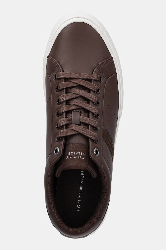 Tommy Hilfiger sneakersy skórzane TH HI VULC LTH STREET brązowy FM0FM05626