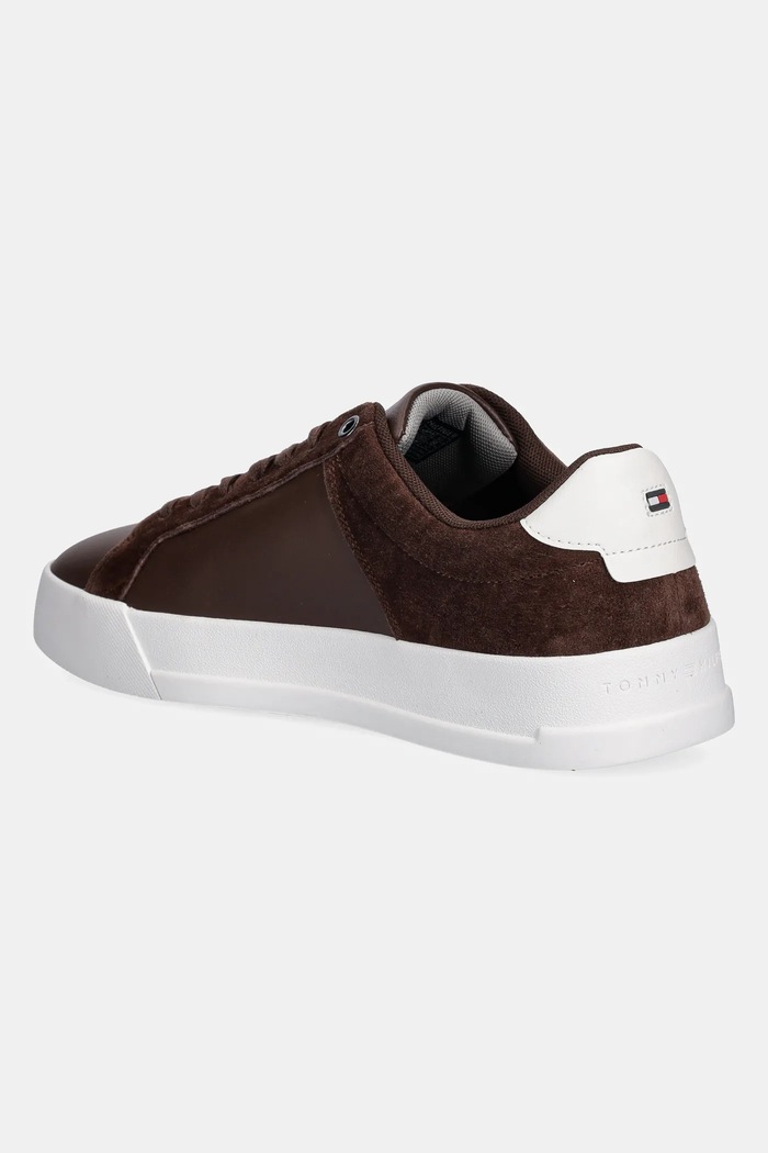 Παπούτσια Δερμάτινα sneakers Tommy Hilfiger TH COURT MIX NUBUCK FM0FM05634 καφέ