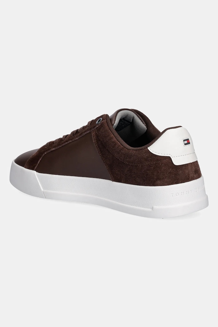 Παπούτσια Δερμάτινα sneakers Tommy Hilfiger TH COURT MIX NUBUCK FM0FM05634 καφέ