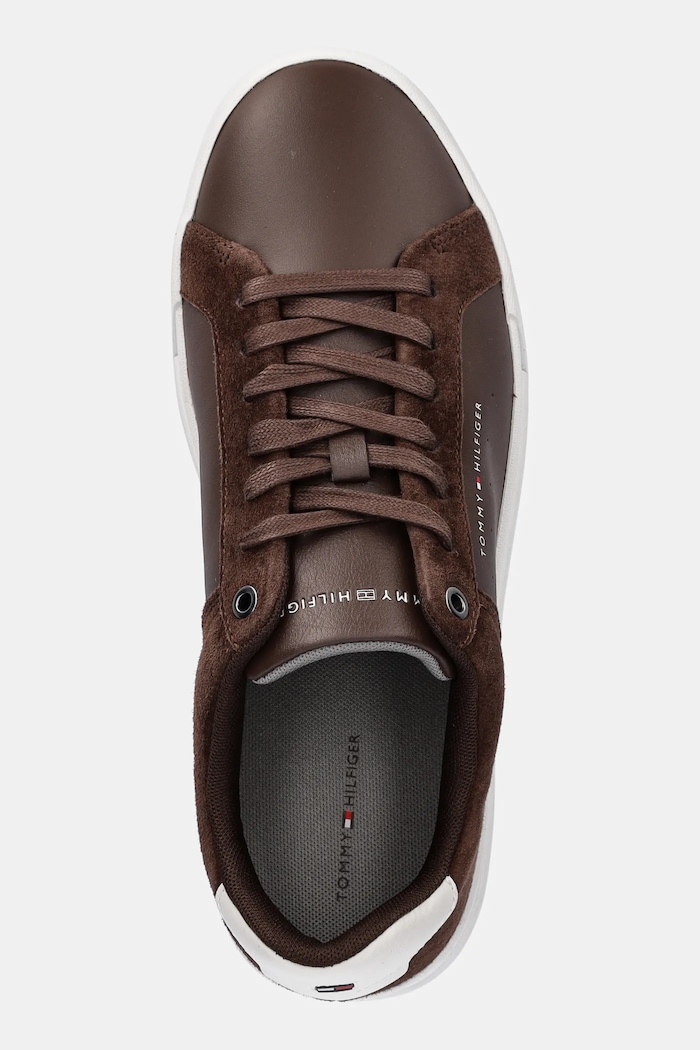 Δερμάτινα sneakers Tommy Hilfiger TH COURT MIX NUBUCK καφέ FM0FM05634