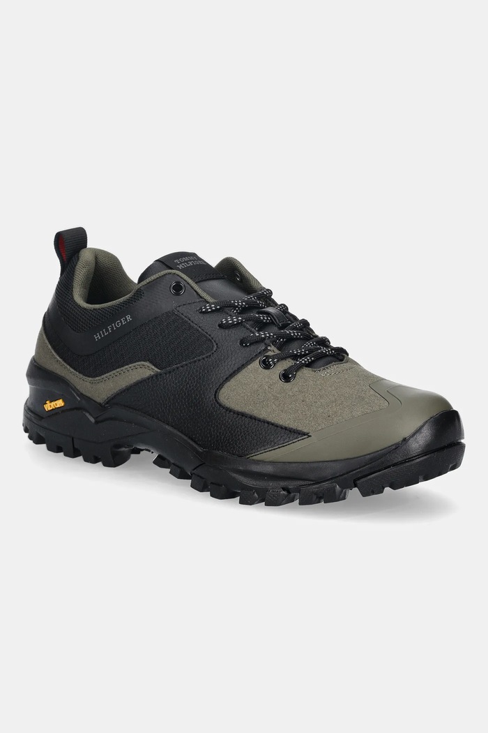 Tenisky Tommy Hilfiger VIBRAM LOW RUNNER TECH usňová koža zelená FM0FM05657