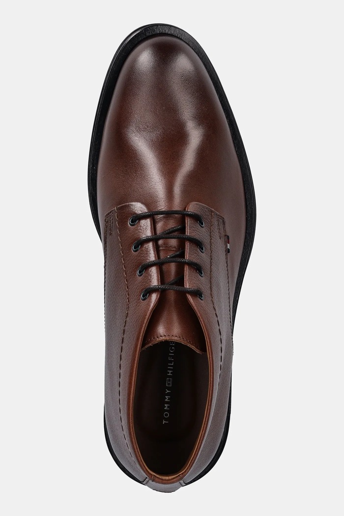 Kožená obuv Tommy Hilfiger CORPORATE HILFIGER LTH BOOT hnedá FM0FM05697